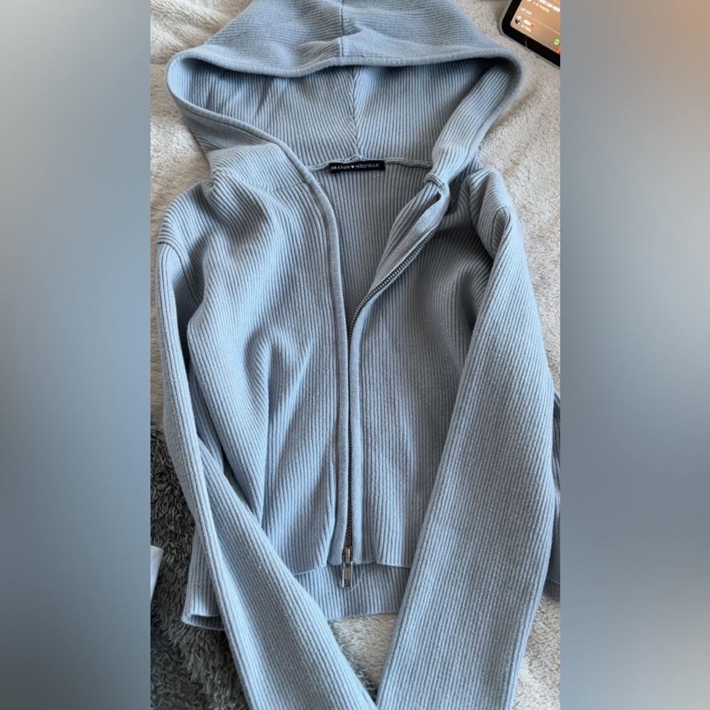 Brandy Melville Arden crop hoodie in light blue
